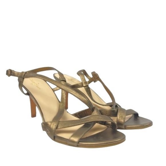 Cole Haan Gold Strappy Heeled Sandals 9B - Picture 6 of 11